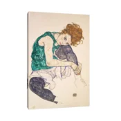 Canvas Slika na platnu Seated Woman with Bent Knees, Egon Schiele, Bez rama, 60 x 90 cm