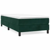 Vidaxl Posteljni okvir z vzmetmi temno zelen 90x190 cm žamet