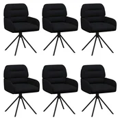 Okretne blagovaonske stolice 6 pcs Umjetna koža Crna