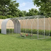 vidaXL Hiša za kokoši Srebrna 800 x 200 x 200 cm Pocinkano jeklo