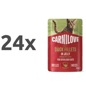 Carnilove Cat Adult Sterilised vrečka, koščki v želeju - puran in raca - 85 g 24 x 85 g