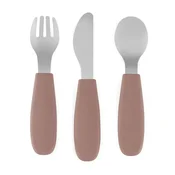 PETITE&MARS Komplet jedilnega pribora iz nerjavečega jekla s silikonskim ročajem 12 m+ Take&Match, Velvet Latte