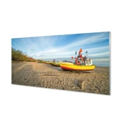 tulup.si Stenska plošča za kuhinjo Gdansk beach čolni morje 140x70 cm