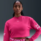 Nike Pro Womens Dri-FIT Loose Crew-Neck French Terry Sweatshirt - Pink - Polyester/Cotton/Elastane