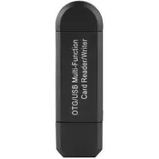 Čitalnik kartic USB, večnamenski čitalnik/zapisovalnik kartic OTG/USB, adapter USB OTG/USB Micro USB OTG in prenosni čitalnik pomnilniških kartic USB 2.0 za mikro SD/SD/TF računalnik in pametne mobilne telefone (črn)