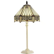Casa Padrino luxury Tiffany table lamp multicolored/white A� 20 x H. 51 cm - Tiffany desk lamp - Living room decoration lamp - Desk decoration lamp - Luxury Tiffany lights