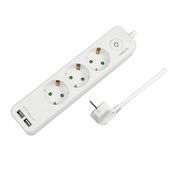 Logilink produžni kabl 3 mesta, 2 USB, prekidac, 1.5m, beli ( 4782 )