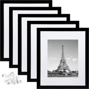 INF Črn PVC okvir za fotografije 8x10 palcev s podlogo - Komplet 5, stenski in namizni, (5000282946)