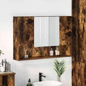 vidaXL Kopalniška ogledalna omara Dimljeni hrast 80 x 17 x 55 cm