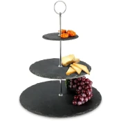 shumee Črni kamniti pladenj, 3-nadstropni, 31 cm