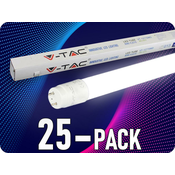V-TAC LED cijev T8, 20W, 2100lm, G13, nano plastika, 150cm/25-PACK! Barva svetla: Prirodna bijela