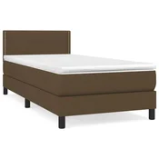 Greatstore Box spring postelja z vzmetnico temno rjava 100x200 cm blago