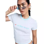 ROXY Majica Sea You Later   pastelno modra / bela