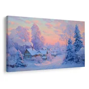 Slika božična vasica ob mraku - 40x30