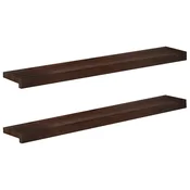 vidaXL Okenske police 2 kos Temno rjava 100 x 20 x 2 cm Trda bukovina