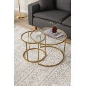 Hanah Home Klub sto Belarus 60x60x43cm&42x42x39cm, Zlatni