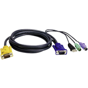 ATEN KVM priključni kabel [2x PS/2-vtič, USB 2.0 vtič A, SPHD-15-vtič - 1x SPHD-15-vtič] 3 m črn ATEN