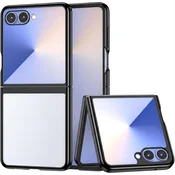 GS Prozoren ovitek za Samsung Galaxy Z Flip 8, trdi ovitek, črn okvir