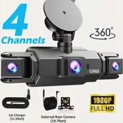 KJB Štirikanalna avtomobilska kamera 360° z nočnim načinom Štirikanalna izvedba, kartica 64 GB