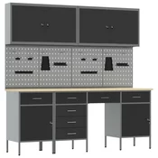vidaXL vidaXL 10-delni set delovne mize črni jeklo, (22047504)