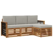 Set vanjskih sofa s jastukom 4 pcs Prirodna i svjetlosiva