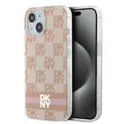 DKNY Etui DKNY IML Checkered Mono Pattern & Printed Stripes MagSafe za iPhone 15/14/13 - roza