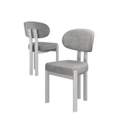 Hanah Home set trpezarijskih stolica Dore 6 kom, siva tkanina Babyface, bele metalne noge
