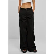 Womens high-waisted and wide-leg twill trousers black