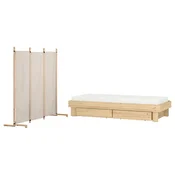 GLAMBERGET Pohištvo za spalnico, 2 kosa, bor/Katorp bež, 80-160x200 cm