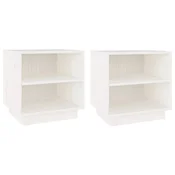 Vidaxl vidaXL Nočne omarice, komplet 2, bele, 40x34x40 cm, masiven borov les