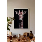 WallXpert uramljena slika 115258, žirafa sa crvenim šarama na crnoj pozadini, 50 x 70 cm, beli ram