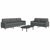 2-dijelni set sofa tamnosivi od tkanine