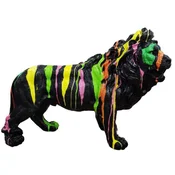 Casa Padrino luxury decorative sculpture lion black/multicolored 100 x H. 68 cm - Large decorative figure - XXL decorative sculpture - XXL decorative figure - XXL animal figure - XXL figures