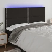 Vidaxl vidaXL Vzglavje postelje z LED diodo črno 200x5x118/128 cm blago