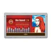 Koh-i-Noor WAX AQUARELL barvice 24 kosov s čopičem, svinčnikom in grafitnim svinčnikom v pločevinasti škatli