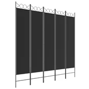 Vidaxl Paravan 5-delni 200x200 cm črno blago