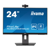 Monitor Iiyama 60,5 cm (23,8) XUB2490HSUC-B5 1920x1080 IPS 5ms VGA HDMI DisplayPort USB2.0 Pivot Kamera Zvočniki sRGB99%