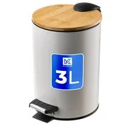 KADAX Majhen koš za odpadke s pedalom, 3 l, bambus, mat bež