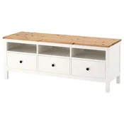 HEMNES TV-omarica, bela lazura/svetlo rjava, 148x47x57 cm