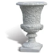 Casa Padrino luxury baroque flower pot antique light gray A� 49 x H. 78 cm - Handmade baroque style plant pot made of Carrara marble gravel - Baroque garden decoration - Made in Italy