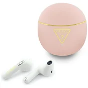 Bluetooth slušalke Guess Script Print - TWS, Bluetooth 6.0, IPX5 - pink