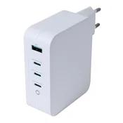 DELTACO USB-C kucni punjac, 1x USB-A, 3x USB-C, total 130 W, BIJELI