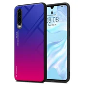 Cadorabo CADORABO Ohišje, združljiv s Huawei v vijolični - rdeči - dvobarvni zaščitni pokrov iz silikona TPU in hrbta iz kaljenega stekla, (20574127)