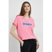 Pamučna majica Blauer boja: ružičasta