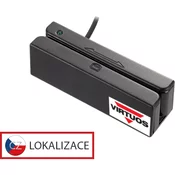 Tristopenjski čitalnik magnetnih kartic MSR-100A, USB-COM, črn