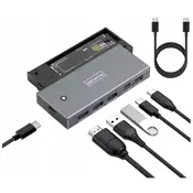 Zenwire Zenwire MC501 USB-C hub in ohišje za SSD M.2 NVMe/SATA 7v1, HDMI 2.0 4K60, USB 3.2 10Gb/s, PD 100W, (5000195860)