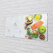 tulup.si Slika na akrilnem steklu Salmon oil jabolčni matice 125x50 cm 4 obešalnika