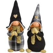 Novogodišnja figura devojcica sa kapom i zlatnim šalom 30cm ( 10030840 )