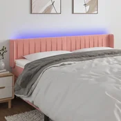 Vidaxl vidaXL Vzglavje postelje z LED svetlo roza 203x16x78/88 cm žamet