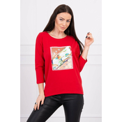 Blouse with 3D Bird red graphics